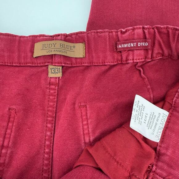 Judy Blue Garment Dyed Scarlet Red Jeans Size 13/31 Preppy Career Comfortable - Picture 5 of 11